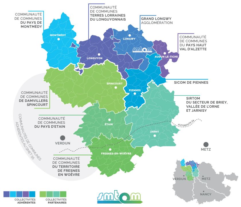 SMTOM de la région de Villerupt - Carte des communes adhérentes